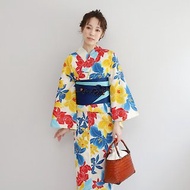 日本 和服 日本染色 梭織 女性 浴衣 腰封 2件組 F x88-b3 yukata