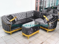 Sofa Tamu L Turki Terbaru Bahan Bludru/trinityjayafurniture
