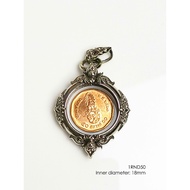 1RND50Whitebrass round amulet casing inner diameter 18mm Buddha Frame Pendant White Bras Shape