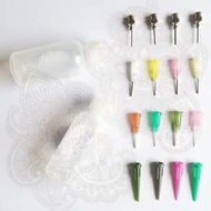 [2081] 印度海娜白色空瓶 - 2個加16個針嘴 White Plastic Bottle for Henna - 2pcs plus 16pcs Needle