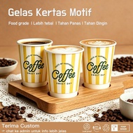 Double Wall Paper Cup Coffee 8oz 12oz Motif | Thick Food Grade Paper Cup | Heat & Cold Resistant, He