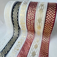 10 yards 20 yards and 50 yards | SIZE 2.5 CM | ORGANZA FABRIC RIBBON | GOLD FOIL PRINT RIBBON