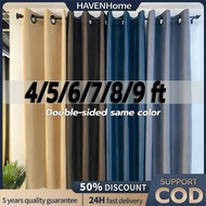 4/5/6/7/8/9ft Langsir Tingkap BLOCKOUT 99% Bedroom Curtains Sunblock Langsir Modern Ring Curtain Sal