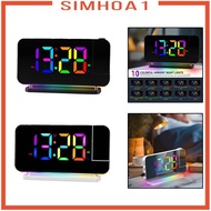 [Simhoa1] Digital Alarm Clock Bedside Clock Home Decor FM Radio Compact Colorful Display Projection Clock Mirror Clock for Bedroom Desk