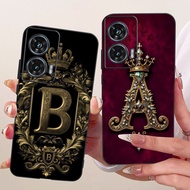 For Motorola G96 2025 Case Retro Letters Crown Soft Black Silicone Cover For Motorola Edge 50 Fusion