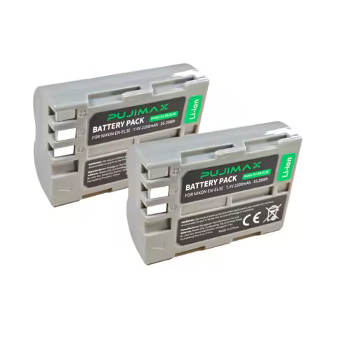 PUJIMAX 2200mAh EN-EL3E Replacement Battery for Nikon D90 D7000 D7200 D300S D700 D80 D200 D5000 D510
