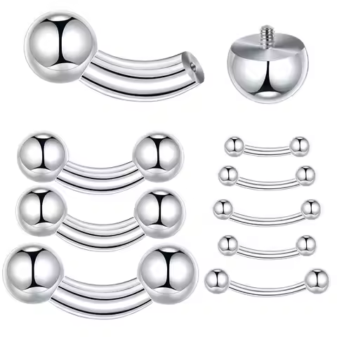 1PC Steel Large Gauge Curved Tongue Barbell 16G-00G Internal Threaded Eyebrow Septum Helix Tragus Pi