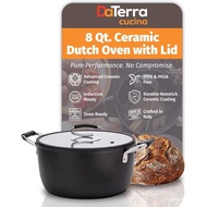 DaTerra Cucina – 8 Qt Nonstick Ceramic Dutch Oven with Lid – Large Oven Safe Stock Pot, Induction Co