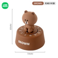 LINE FRIENDS Brown Timer with Manual 60 Min Countdown Clock for Study Baking PP Aksesori LFB20