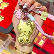 Pure Gold KT Cat Mobile Phone Chain Gold Keychain Bag Ornaments Car Ornaments Girlfriend Gifts Souve