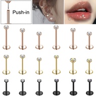 1 PC Stainless Steel Stud Earring Piercing 16G/18G/20G Lip Labret Stud Piercing Push-in Nose Stud Cr