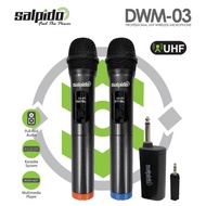 Salpido Professional DWM-03 Duo UHF Wireless Microphone System Dual Mic &amp; Rechargeable Receiver Handheld 6.35mm Audio