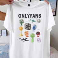 Áo thun cổ tròn thường ngày dành cho nữ có họa tiết hoạt hình ONLYFANS, áo thun polyester dệt kim mù