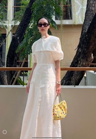 Mideer - White ชุดผู้หญิง ชุดขาว dress เดรส ลินิน linen ชุดยาว
