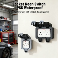 Single Socket Neon Wall Switch / Waterproof Cover Weatherproof Cover IP66 With 13A / Double Cover Wi