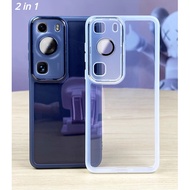 2 in 1 Luxury Phone Case with Built-in Lens Film and Anti-Fingerprint Coating For Huawei P60 P50 P40
