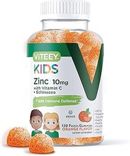 [120 Count] Zinc 10MG Gummies with Vitamin C & Echinacea Formulated for Kids [3 in 1 Healthy Immune 