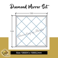 Set 4.44x4.44ft Diamond Mirror Bevel Mirror Wainscoting Deco Wall Mirror Cermin Bevel Dinding Wall Mirror Cermin Diamond