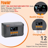 PowMr 10A 24-72V Auto Boost MPPT Controller Overcharge Short Circuit และการป้องกันกระแสย้อนกลับจอแสด