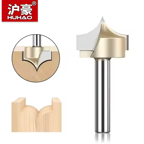 HUHAO 1/2 1/4 Shank Point Cutting Round Over Bit for Wood End Mill Woodworking Tools Carving Engravi