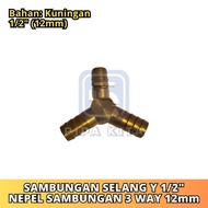 1/ 2 Inch BRASS Y CONNECTION Nepel 3 Way Y HOSE CONNECTION CONNECTOR