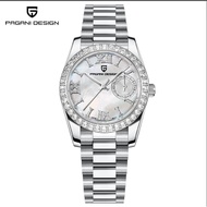 PAGANI design women watch original dial japan VH65 quartz date stainless steel diamond 100M sapphire