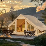 Inflatable Camping Tent – 67.8 Sqft, 4-6 Person W/stove Jack & 4-season Waterproof Design (128c