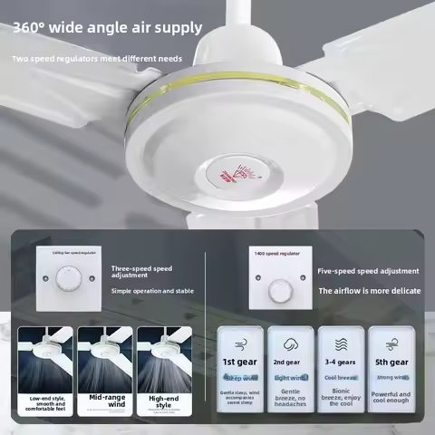 Light High Power Inverter Ceiling Fan Three Blade Hanging Household Living Room Dormitory High Power