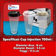 Cup Injection 380ml 12oz Oval & 500ml 16oz / 700ml 24oz Datar + Tutup / Gelas Boba / PP Cup Injectio