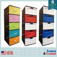 𝐊𝐈𝐓𝐂𝐇𝐄𝐍 𝐏𝐑𝐎 | ABBAWARE Plastic Drawer Cabinet 5 Tiers Vintage Type/Weave Type / Fully Sealed Side /Almari Baju 5 Tingkat