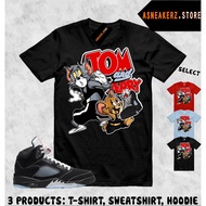 Shirt Match AJ 5 OG Black Metallic Reimagined Sneaker Sneakerhead Cat And Mouse