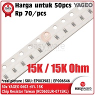50pcs SMD 0603 YAGEO 5% 15K Resistor Chip 15K Ohm Resistor SMD