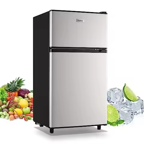 Compact Refrigerator 3.5 Cu.Ft, 2 Door Design,Adjustable Thermostat, Adjustable Removable Shelves Re