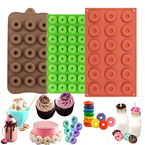 Mini Donut Silicone Molds For Gummy Candy Fruit Loop Cereal Mould Ring Doughnut Pans For Chocolate C