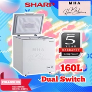 SHARP 110L/160L/220L/310L/510L Chest Freezer 2-in-1 Dual Function Freezer Fridge With Lock & LED Lig