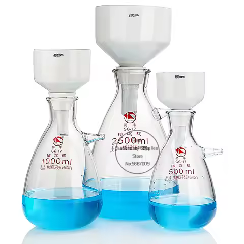 40mm-150mm Ceramic Buchner Funnel 250/500/1000ml Laboratory Upper Nozzle Filter Flask, Vacuum Filtra