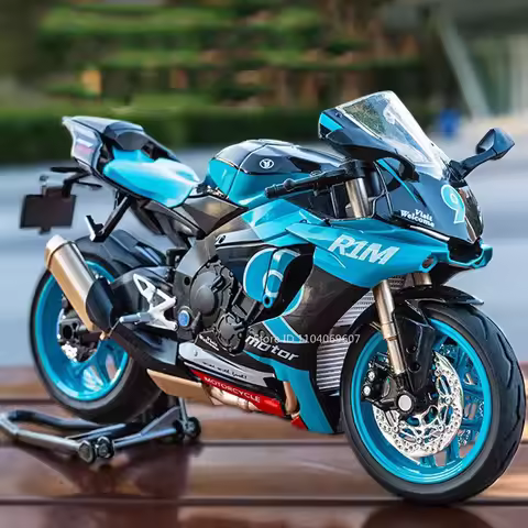 1:12 R1M R1 Motorcycle Model Toys Alloy Diecast Miniature Motorbikes Sound Light Shock Absorption Si