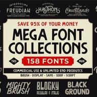 MEGA FONT COLLECTIONS - 158 FONTS