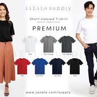 Adult Basic Plain Premium 190gsm Cotton T-shirt - White Black Grey Melange Baju Kosong Hitam (Dewasa) - JAZALO supply