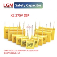 100Pcs Safety Capacitor X2 275V DIP 0.001UF 0.0022UF 0.0047UF 0.01UF 0.022UF 0.033UF 0.047UF 0.068UF