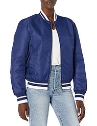 Lacoste women's Women's Semi Fancy Bomber Jacket, Deauville Blue, 4 US