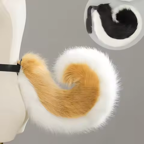 2025 New Handmade Halloween Simulated Furry Dog Tail Realistic Big Fox Tail Set Night Party Cute Ani