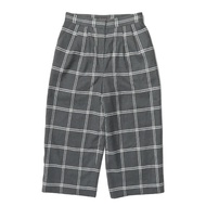 Demi-Luxe BEAMS日本製造 窗格紋闊腿七分褲 68-23-0162-126 36碼 灰色彈性格紋休閒褲 [二手] [Demi-Luxe BEAMS]