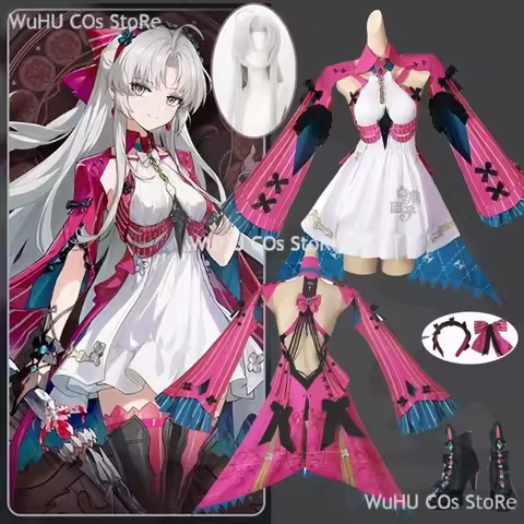 Game Wuthering Waves Cosplay Carlotta Cosplay Costume Dress Wig Women Halloween Roleplay Suit