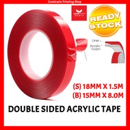 UAT Double Sided Acrylic Foam Tape (15mm/18mm) Double Tape Double Sided Tape Adhesive Tape Strong Gl
