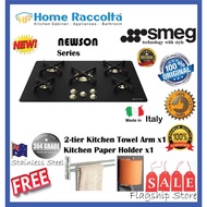 SMEG P755AB 75cm Newson Gas Hob (Glass) 5 Burners Gas Hob Smeg P755AB Newson Aesthetic Black Gas Hob