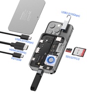 Blueendless 8 ใน HUB M.2 2230 2242 2280 แม่เหล็ก NVME SSD Docking Station 10Gbps 100W PD 4K60HZ HDTV