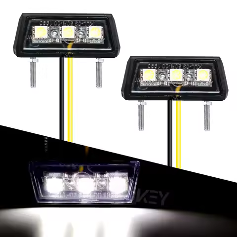 2x 12V Universal Mini White 3 LED Motorcycle Number License Plate Light Car Motorbike Bike Tail Lamp