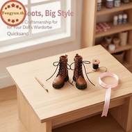 FENGYUN OB22 1/8 Doll Fashion Shoes 1 Pair Cool Trendy Plastic High Ankle Boots for Kids Doll Play B