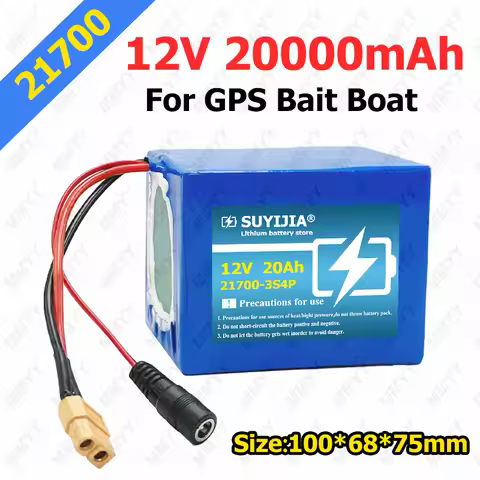 21700 12V 20000mAh Lithium Ion Battery 3S4P with BMS High Power Remote Control Fishing Bait Boat Bat